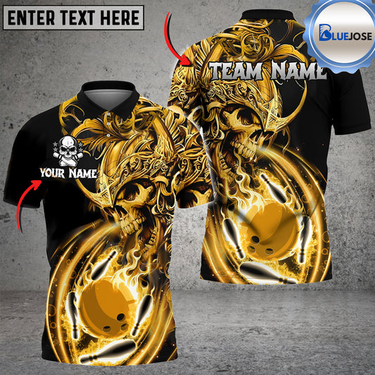 BlueJose Bowling And Pins Viking Skull Warrior Personalized Name, Team Name Unisex Shirt ( 2 Colors )