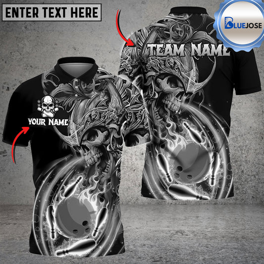 BlueJose Bowling And Pins Viking Skull Warrior Personalized Name, Team Name Unisex Shirt ( 2 Colors )