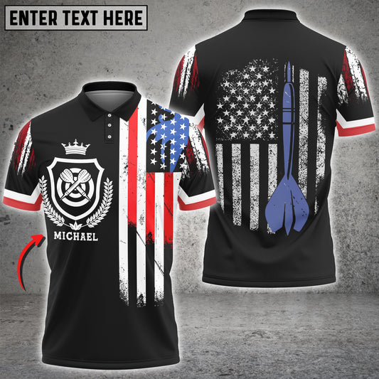 BlueJose Darts USA Flag Crown Emblem Custom Darts Shirts