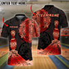 BlueJoses Bowling And Pins Aztec Sun Customized Name 3D Shirt ( 6 Colors)