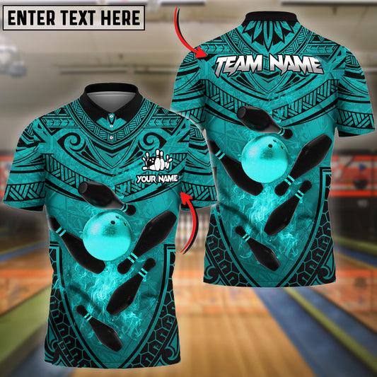 BlueJose Bowling And Pins Maori Pattern Personalized Name, Team Name 3D Shirt (4 Colors)