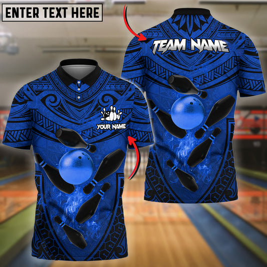 BlueJose Bowling And Pins Maori Pattern Personalized Name, Team Name 3D Shirt (4 Colors)