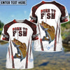 BlueJose "Born To Fish" Walleye Fishing Red Camo Custom Name Shirt