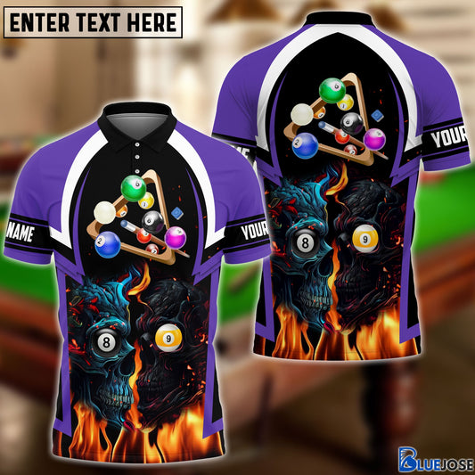 BlueJose Billiard Skull Customized Name 3D Shirt