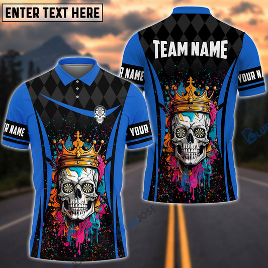 BlueJose Skull King Of Darts Personalized Name, Team Name Shirt