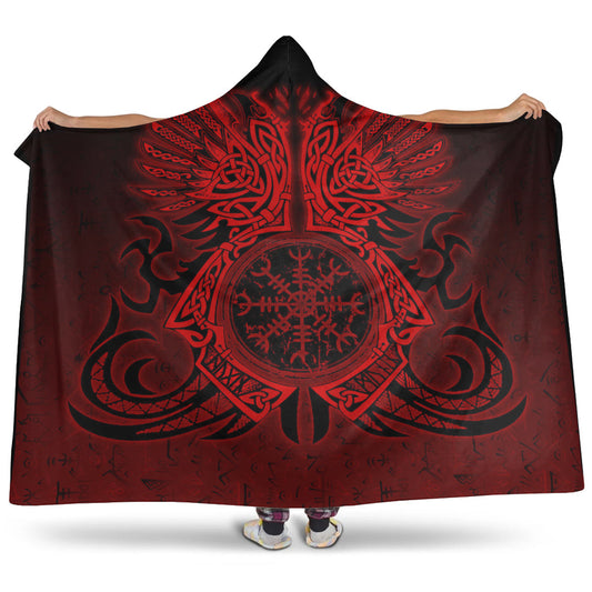 VikingStyle Hooded Blanket - Two Raven Cletic Red Hooded Blanket A95