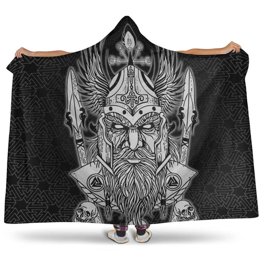 VikingStyle Hooded Blanket -Odin And Wolf Viking Homeset Hooded Blanket A95