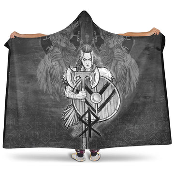 VikingStyle Hooded Blanket - Viking Women's Warrior Axes Hooded Blanket A35