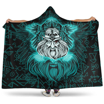 VikingStyle Hooded Blanket -Viking Odin Turquoise Hooded Blanket A95