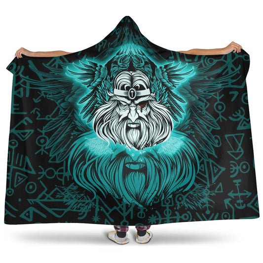 VikingStyle Hooded Blanket -Viking Odin Turquoise Hooded Blanket A95