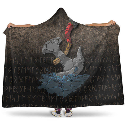 VikingStyle Hooded Blanket -Viking Axe Norse Mythology Hooded Blanket A7
