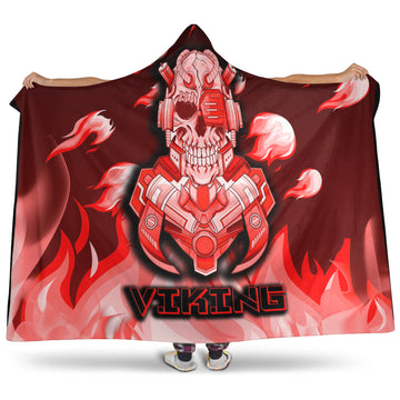 VikingStyle Hooded Blanket - Viking 3D Warrior Robo Fire Red Pattern Hooded Blanket A35