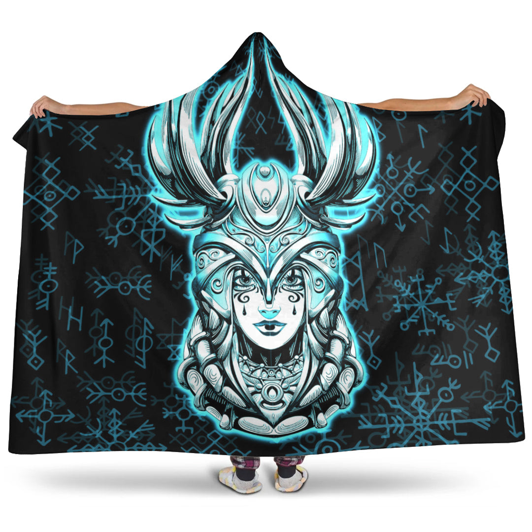 VikingStyle Hooded Blanket - Viking Valkyrie Turquoise Hooded Blanket A95