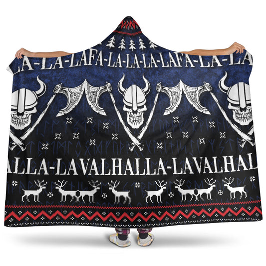 VikingStyle Hooded Blanket - Ugly Christmas Viking Fa La La La La Valhalla La Hooded Blanket A7