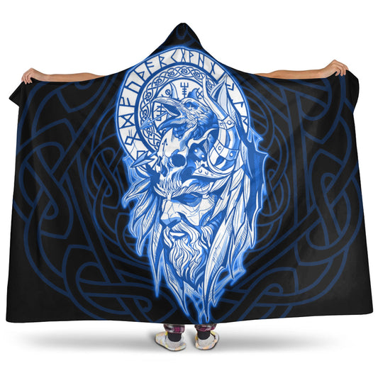 VikingStyle Hooded Blanket -Viking Odin Set Blue Hooded Blanket A95