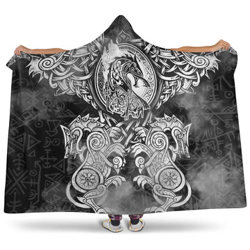 VikingStyle Hooded Blanket - Viking Dragon and Wolf Tattoo Hooded Blanket A31