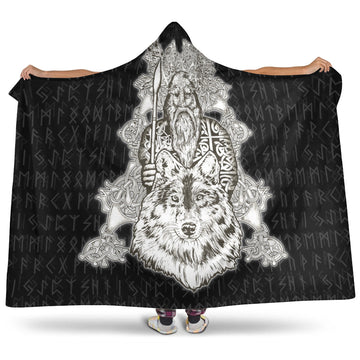 VikingStyle Hooded Blanket -Odin Wolf Viking Set Hooded Blanket A95