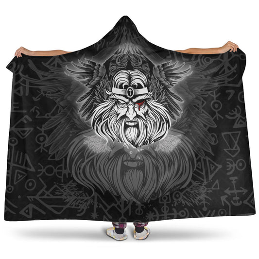 VikingStyle Hooded Blanket -Viking Odin Silver Hooded Blanket A95