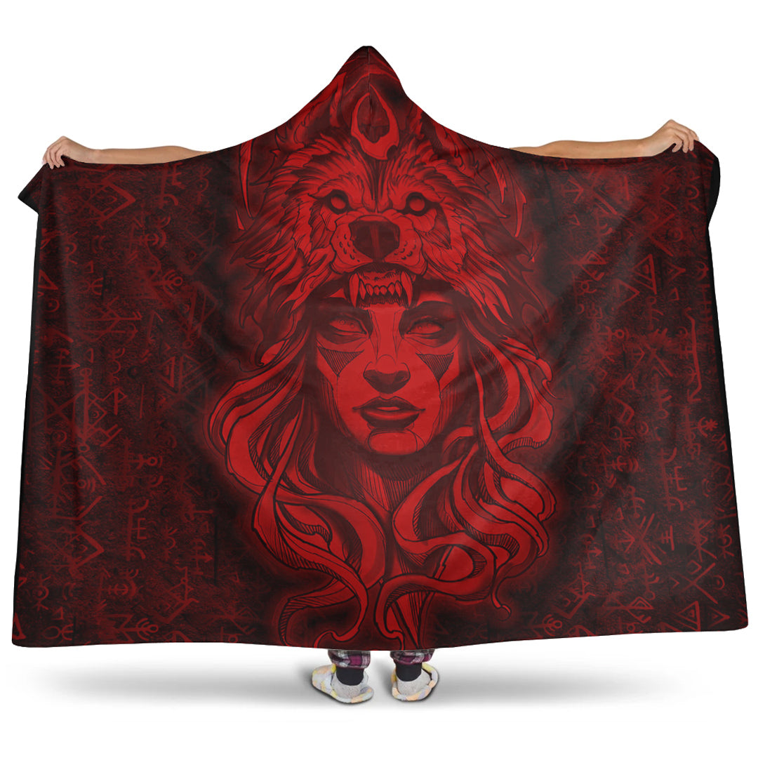 VikingStyle Hooded Blanket - Valkyries And Bear Raven Turquoise Hooded Blanket A95