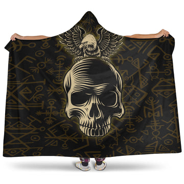 VikingStyle Hooded Blanket -Raven And Skull Viking Hooded Blanket A95