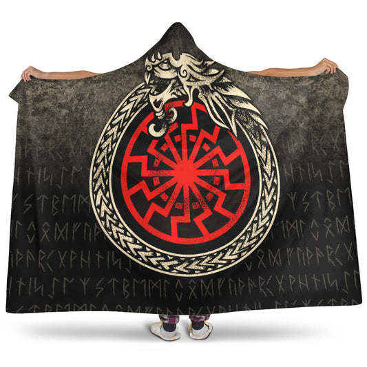 VikingStyle Hooded Blanket -Viking Jormungandr Symbol Midgard Serpent Child Of Loki Hooded Blanket A7