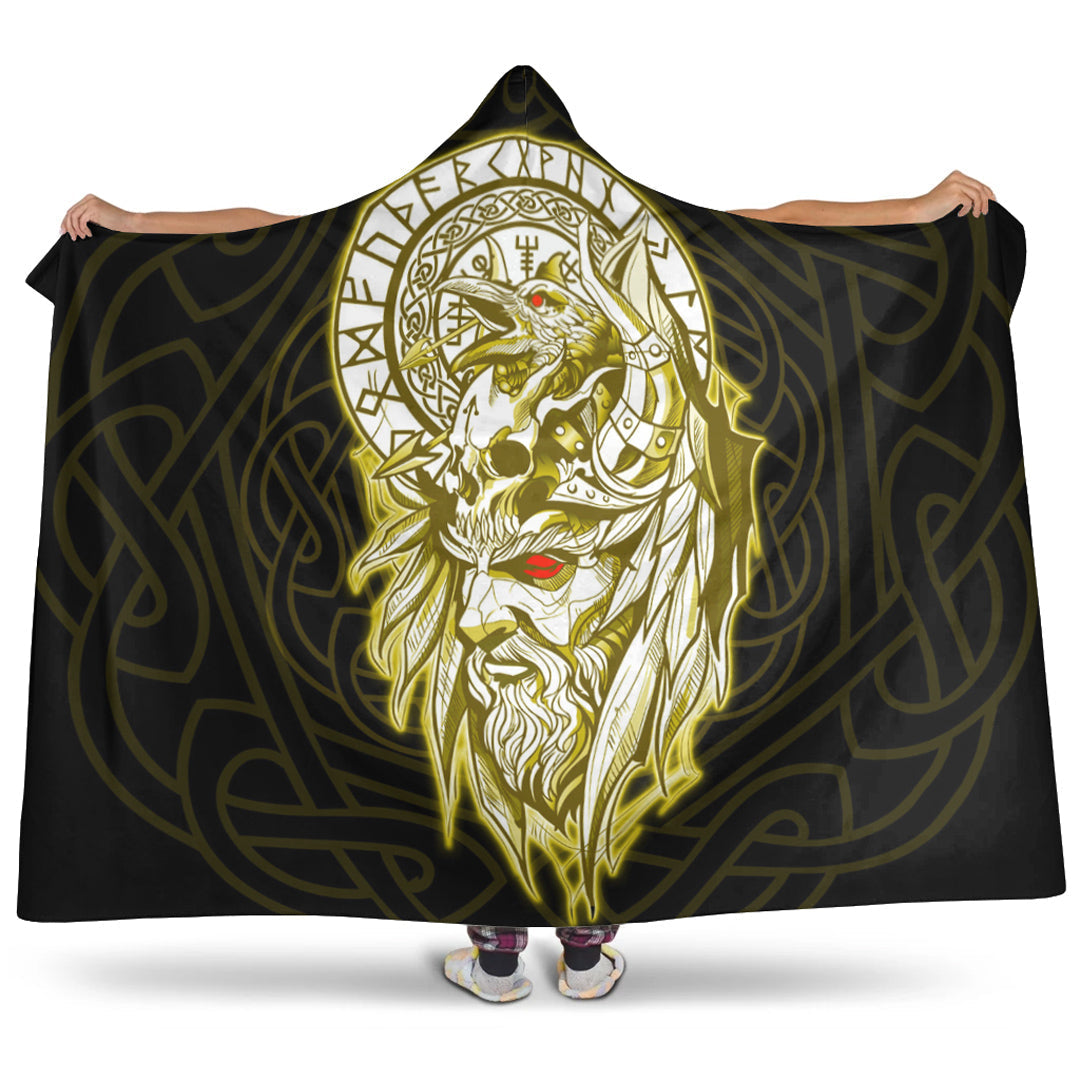 VikingStyle Hooded Blanket -Viking Odin Set Gold Hooded Blanket A95