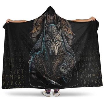 VikingStyle Hooded Blanket - Viking Wolf Warriors 3D Hooded Blanket A35