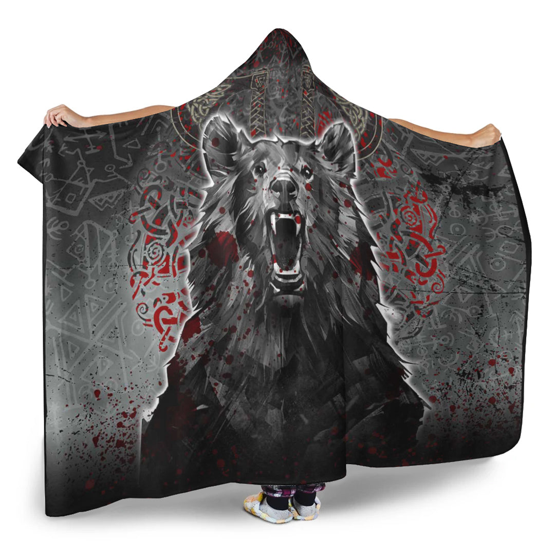 VikingStyle Hooded Blanket - Viking Berserker Bear Blood Hooded Blanket A35