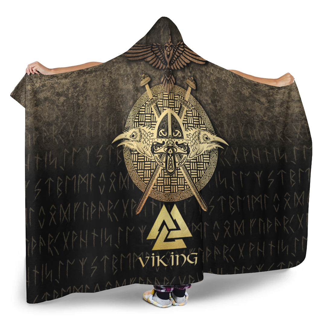 VikingStyle Hooded Blanket - Vikings Golden Raven Maiden Hooded Blanket A7