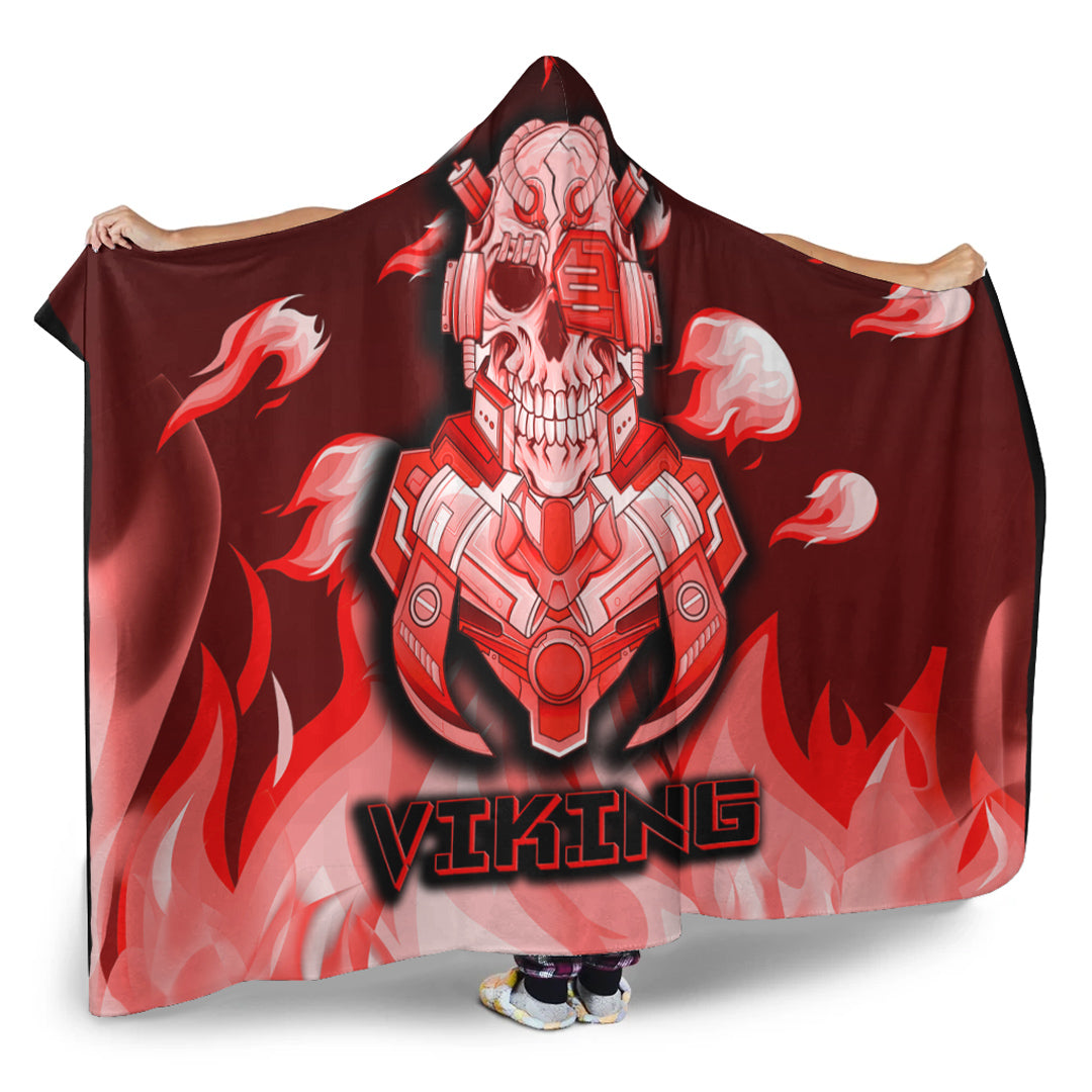 VikingStyle Hooded Blanket - Viking 3D Warrior Robo Fire Red Pattern Hooded Blanket A35