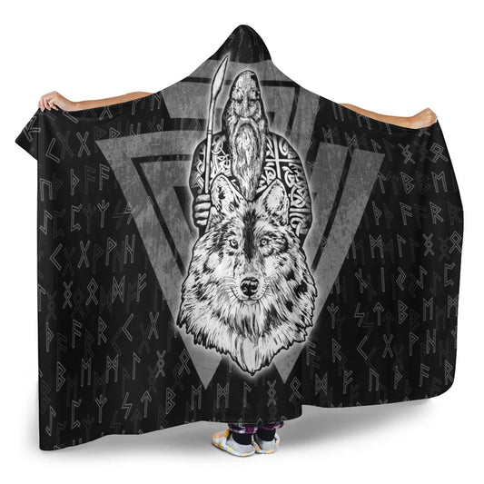 VikingStyle Hooded Blanket -Viking Odin Wolf Hooded Blanket A95