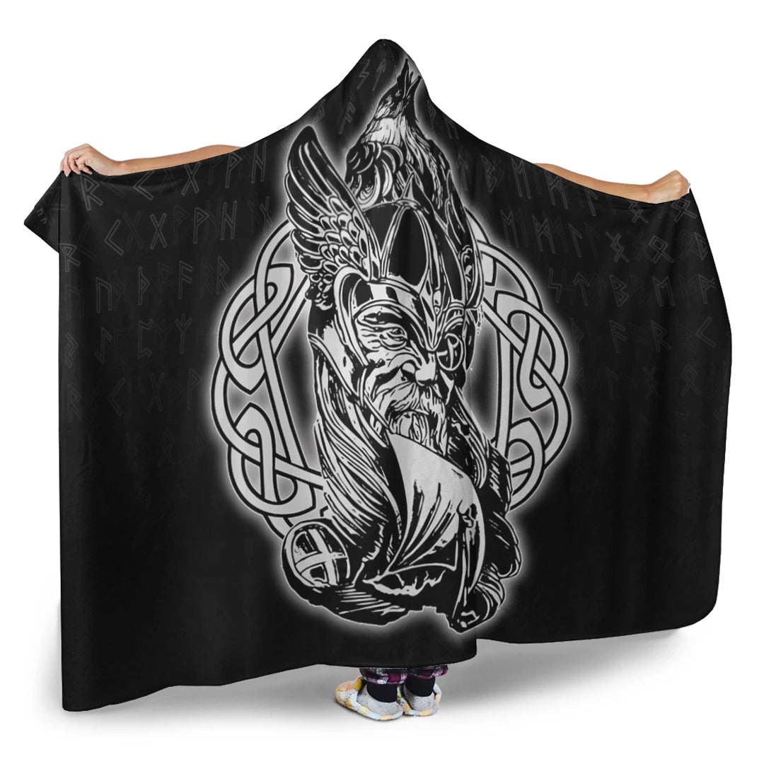 VikingStyle Hooded Blanket -Odin Raven Viking Set Hooded Blanket A95