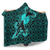 VikingStyle Hooded Blanket -Viking Raven Cross Turquoise Hooded Blanket A95