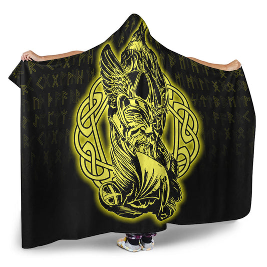 VikingStyle Hooded Blanket -Odin Raven Viking Set Gold Hooded Blanket A95