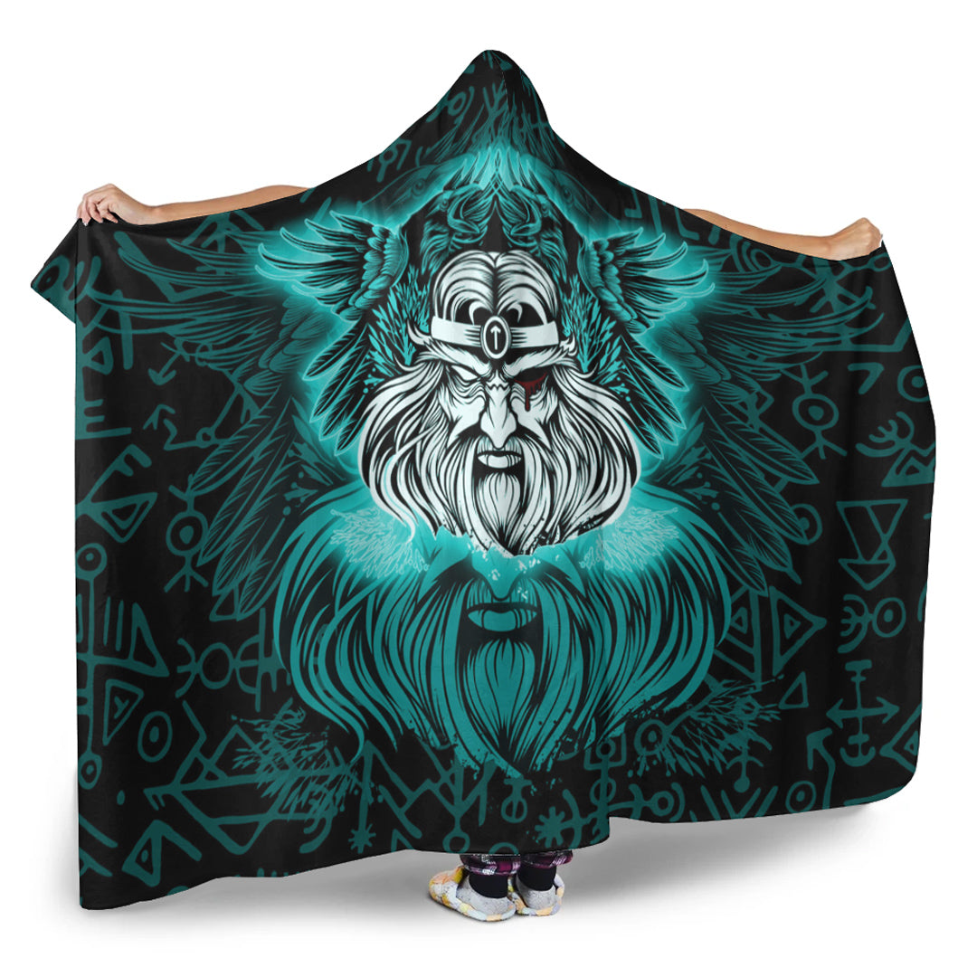 VikingStyle Hooded Blanket -Viking Odin Turquoise Hooded Blanket A95