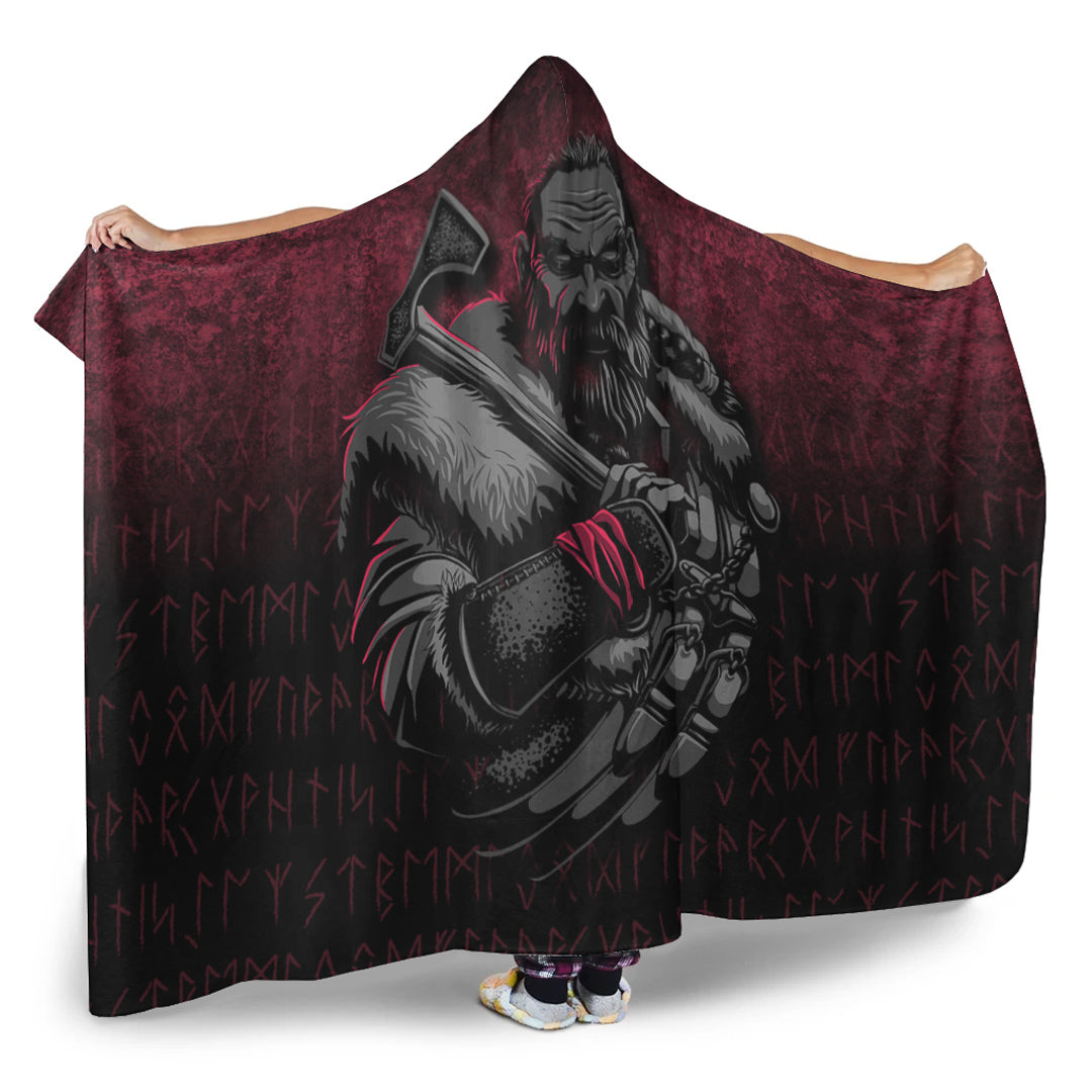 VikingStyle Hooded Blanket - Viking-Warrior-With-Axe Hooded Blanket A7