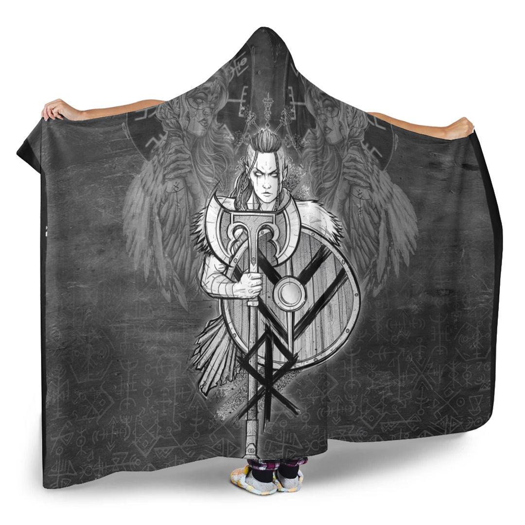 VikingStyle Hooded Blanket - Viking Women's Warrior Axes Hooded Blanket A35