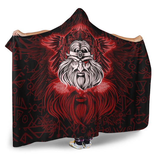 VikingStyle Hooded Blanket -Viking Odin Red Hooded Blanket A95