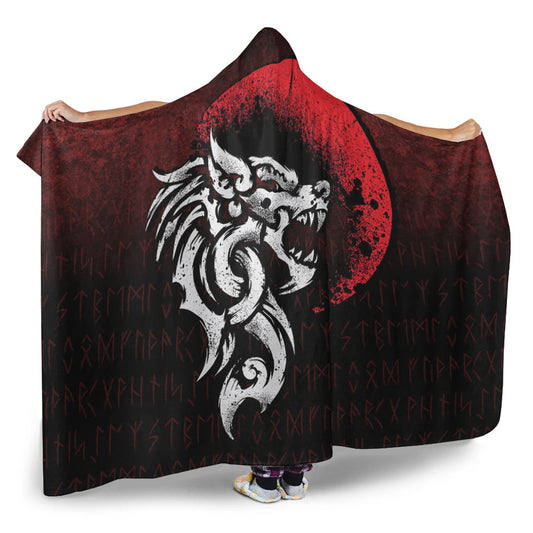 VikingStyle Hooded Blanket - Viking Fenrir Monstrous Wolf Norse Hooded Blanket A7