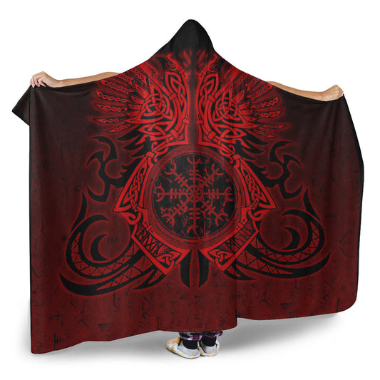 VikingStyle Hooded Blanket - Two Raven Cletic Red Hooded Blanket A95