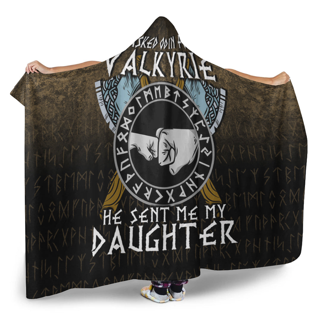 VikingStyle Hooded Blanket - I asked Odin for a Valkyrie Viking Daughter Hooded Blanket A7