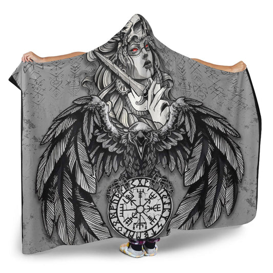 VikingStyle Hooded Blanket - Valkyries Raven Cletic Hooded Blanket A95