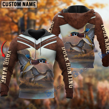 BlueJose Customized Name Duck Hunting Pattern 3D Shirts