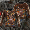 BlueJose Personalized Name Deer Hunting Orange Leather Pattern 3D Shirts