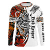BlueJose Halloween Fish Skeleton Custom Name Long Sleeve Fishing Shirts