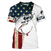 Bluejose Personalized Rainbow Trout Fishing American Flag Long Sleeve Fishing Shirts, Patriotic Fishing Gifts