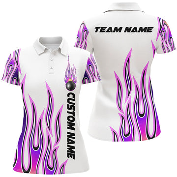 BlueJoses Purple Flame Bowling Personalized All Over Printed Shirt For Women