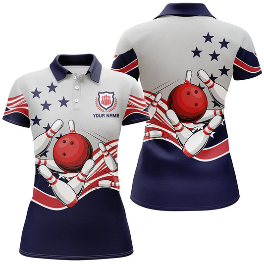 BlueJoses American Flag Patriotic Vintage Bowling Personalized All Over Printed Shirt For Women