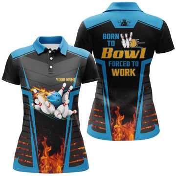 BlueJose Bowling Born To Bowl Forced To Work Personalized All Over Printed Shirt For Women