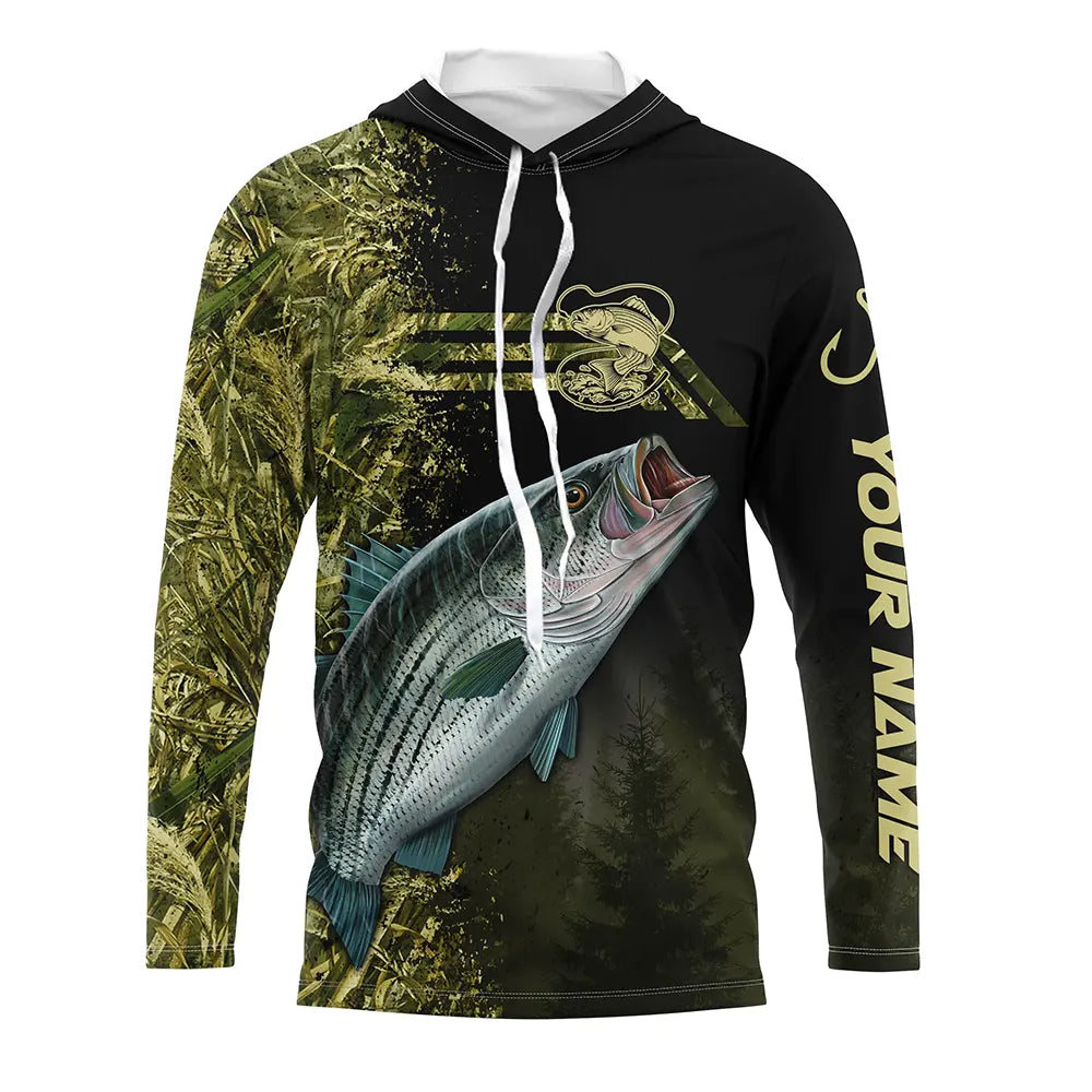 Bluejose Custom Striped Bass Fishing Camouflage Personalized Name 3D Hoodie
